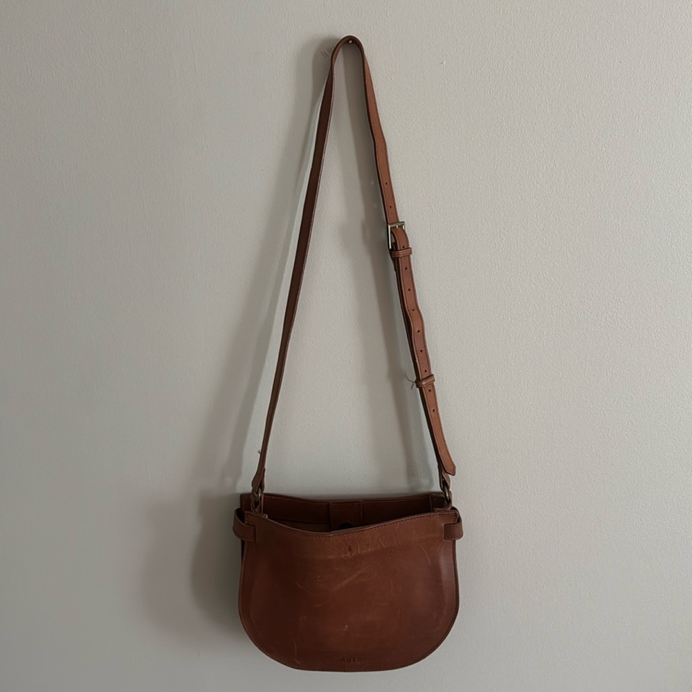 Able Brown Leather Crossbody Saddle Bag